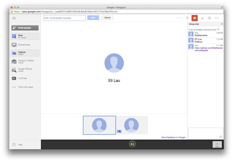 Google Hangout Window - Audio and Chat